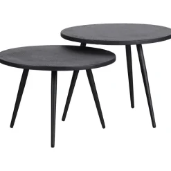 WOOOD Suze Bijzettafels - Hout/metaal - Zwart - Set van 2