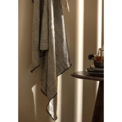 WOOOD Unique Plaid - Viscose/Linnen - Zwart/Off White - 53x49x48 New