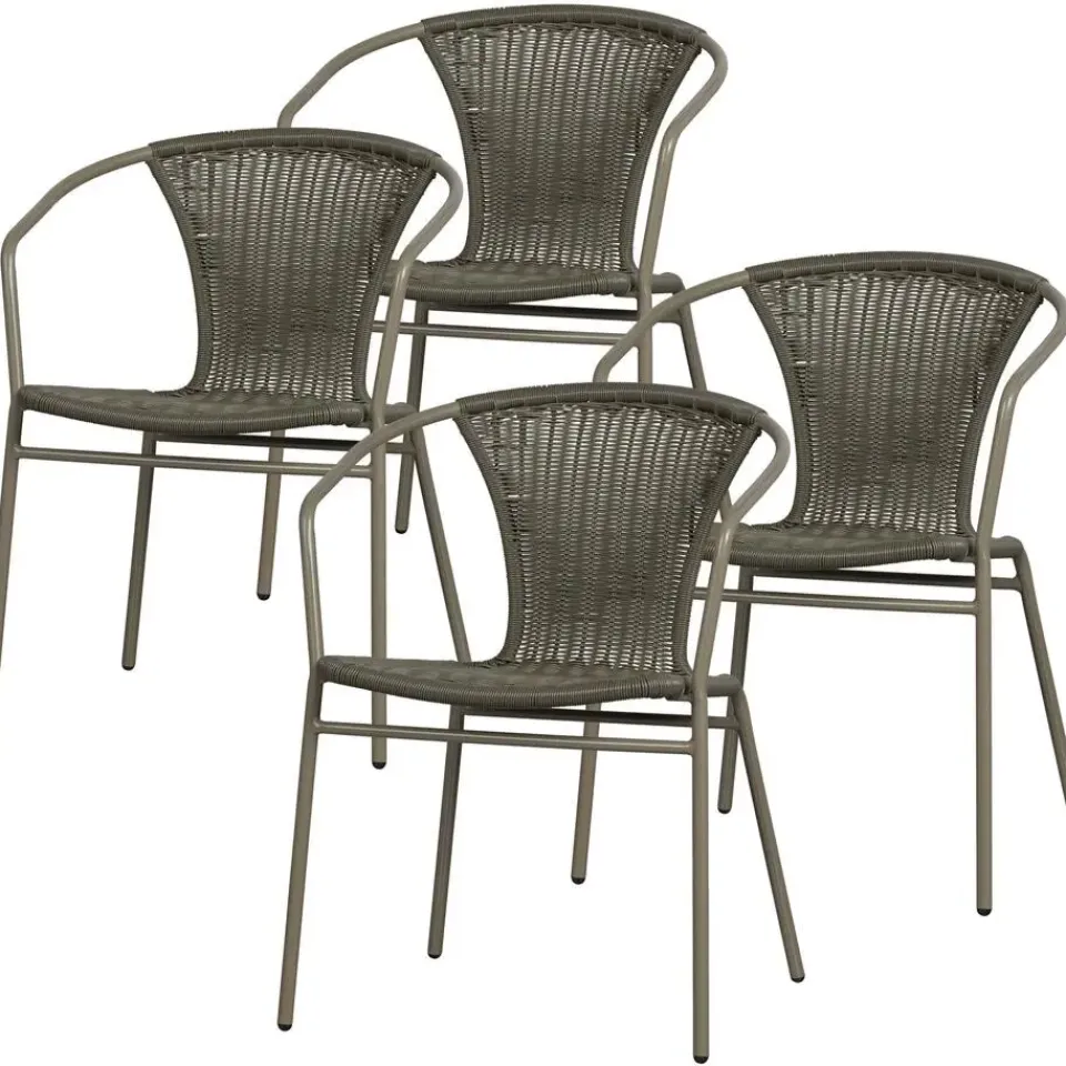 WOOOD Weston Stoelen Buiten - Rattan/Metaal - Jungle - Set van 4 Clearance
