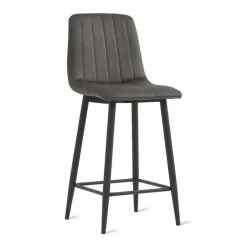 HomeMixx 2x Barkruk Jax - Microleder Antraciet (Set van 2) Best