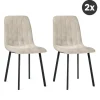 HomeMixx 2x Eetkamerstoel Minsk Fluweel Beige New