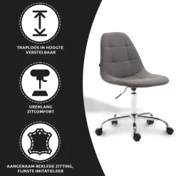 Xairo Rome - Bureaustoel - Stof - Donkergrijs New