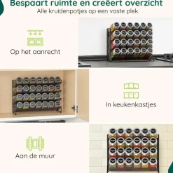 XIVADA Staand kruidenrek met 24 kruidenpotjes - 240 kruidenlabels New