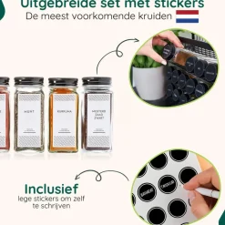 XIVADA Staand kruidenrek met 24 kruidenpotjes - 240 kruidenlabels New