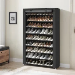 Merkloos XXL Extra Groot Schoenenrek met 10 Niveaus - tot 54 Paar Schoenen - Zwart Best