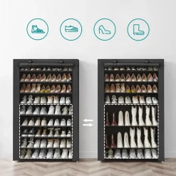 Merkloos XXL Extra Groot Schoenenrek met 10 Niveaus - tot 54 Paar Schoenen - Zwart Best