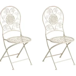 Leen Bakker YAVIZA - Set van 2 tuinstoelen - Lichtbeige - IJzer Sale