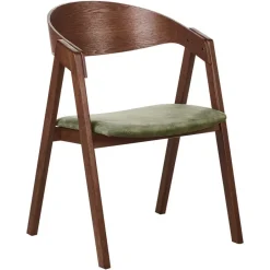 Beliani YUBA - Eetkamerstoel set van 2 - Donkerhout/Groen - Fluweel Sale