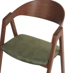 Beliani YUBA - Eetkamerstoel set van 2 - Donkerhout/Groen - Fluweel Sale