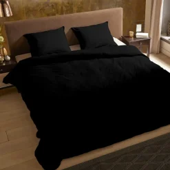Zavelo Basic Uni Dekbedovertrek Zwart-1-persoons (140 x 200/220 cm)