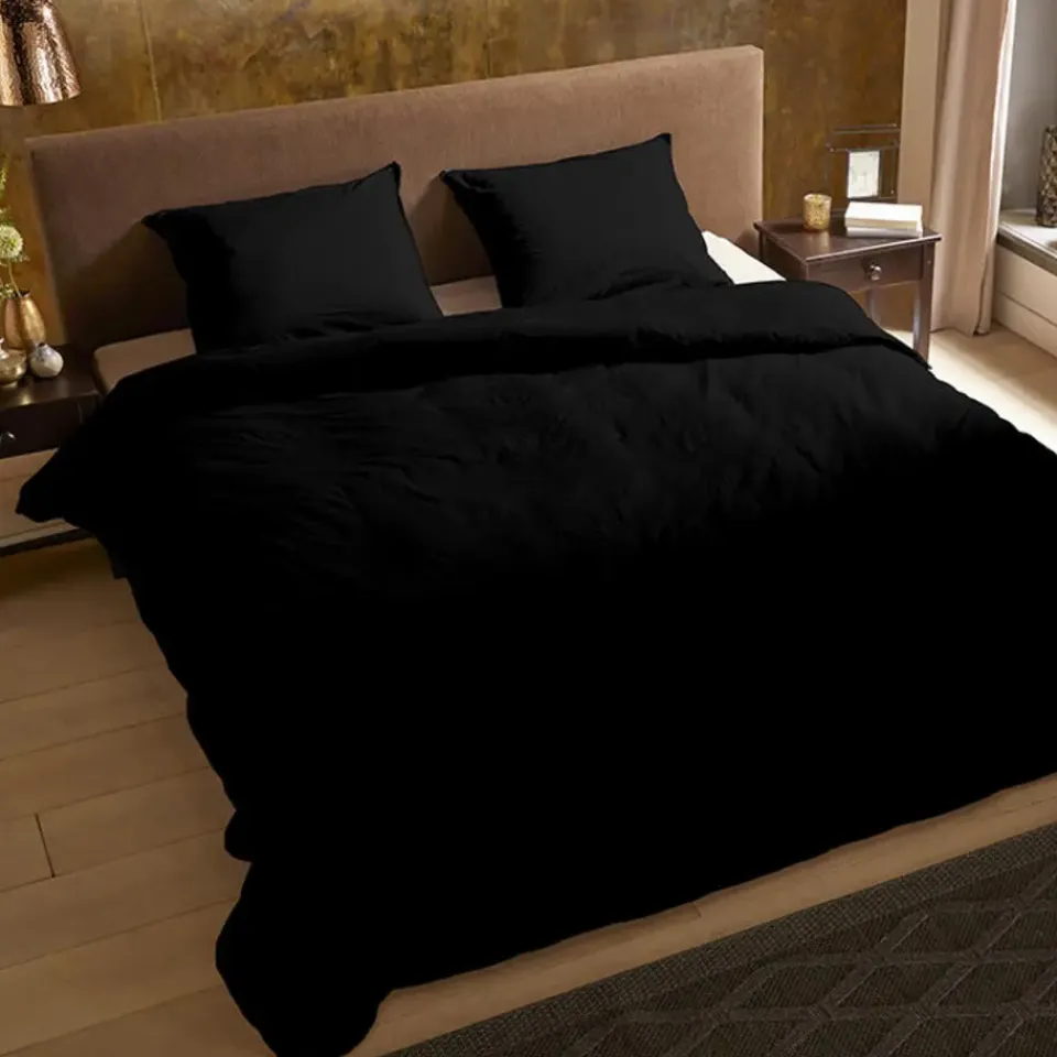 Zavelo Basic Uni Dekbedovertrek Zwart-2-persoons (200 x 200/220 cm) Best