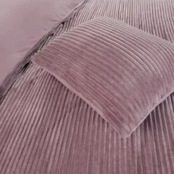 Zavelo Dorien Rib Teddy Dekbedovertrek Roze-Lits-jumeaux (240 x 200/220 cm) New