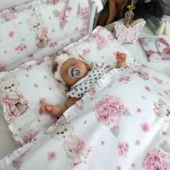 Zavelo Ledikant Dekbedovertrek Ballerina Roze Ruches 100 x 135 cm Best