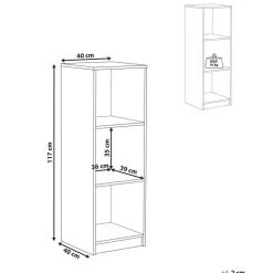 Leen Bakker ZEHNA - Boekenkast 3 planken - Wit - 40 x 40 cm - Vezelplaat Clearance