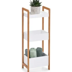 Zeller Badkamerkastje - hout - 3 planken - wit/bruin - 28 x 74 cm Clearance