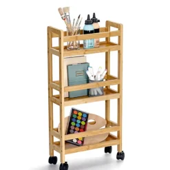 Zeller Keuken Trolley - met 3 niveaus - bruin - bamboe hout Sale