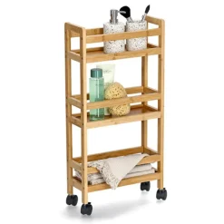 Zeller Keuken Trolley - met 3 niveaus - bruin - bamboe hout Sale