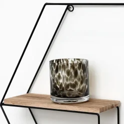 IVOL Zwart metalen wandrek met 3 houten plankjes - Zeshoek - 48x55x10 cm Outlet