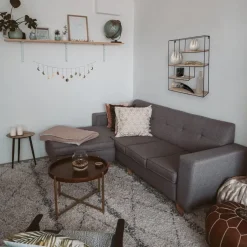 IVOL Zwart metalen wandrek met 4 houten plankjes - Rechthoek - 55x45x11 cm Sale