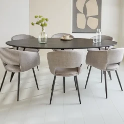 Dimehouse Zwart ovale eettafel Cesar 230x100 cm - Mangohout - Zwart Outlet