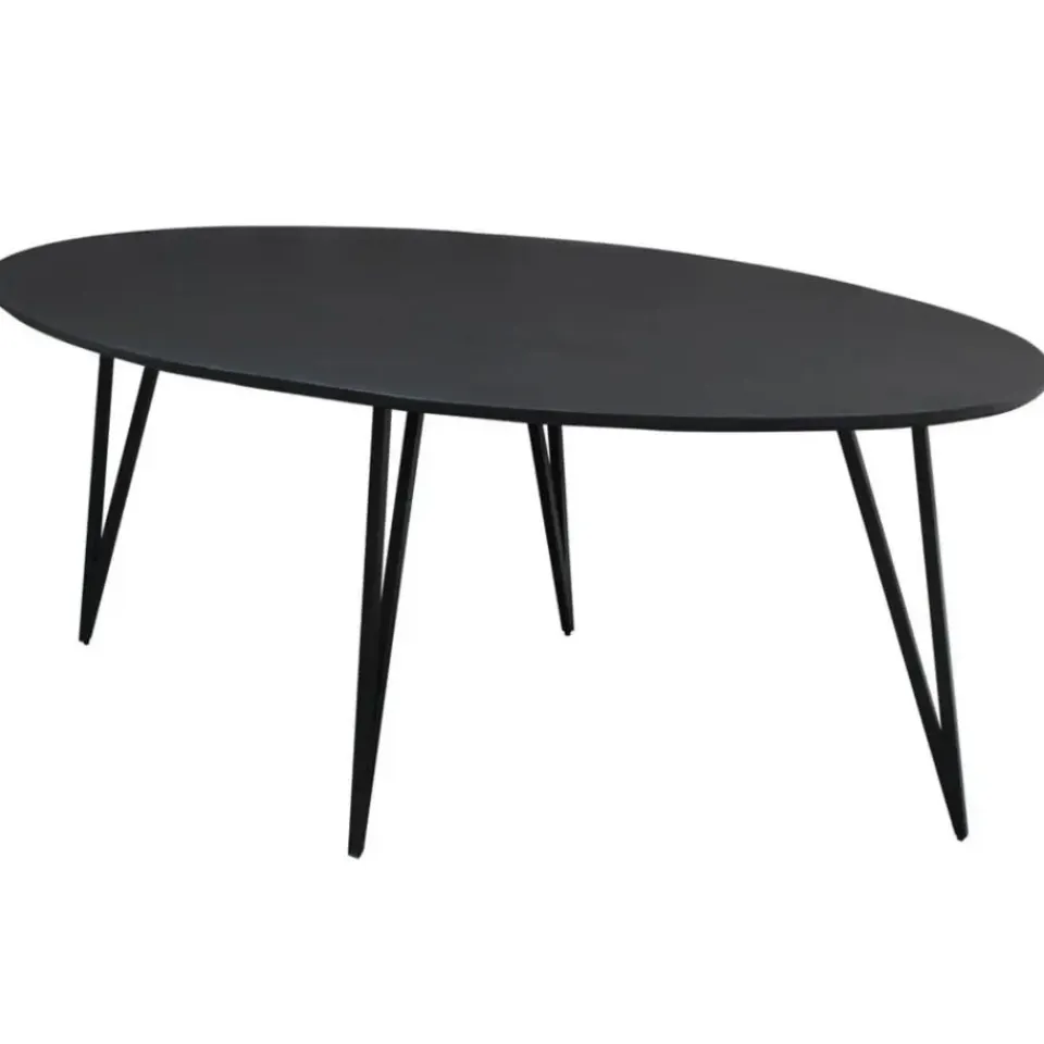 Dimehouse Zwart ovale eettafel Cesar 170x90 cm - Mangohout - Zwart New