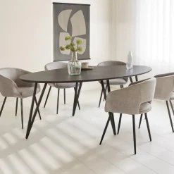 Dimehouse Zwart ovale eettafel Cesar 170x90 cm - Mangohout - Zwart New