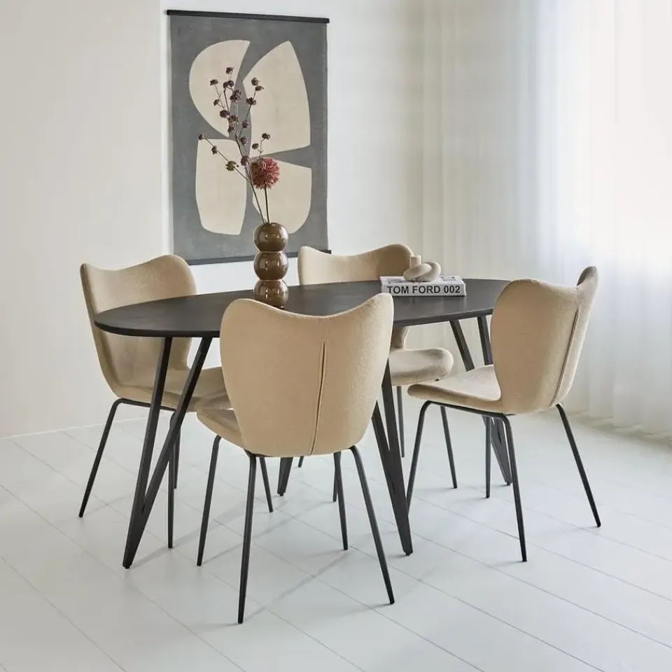 Dimehouse Zwart ovale eettafel Cesar 170x90 cm - Mangohout - Zwart New