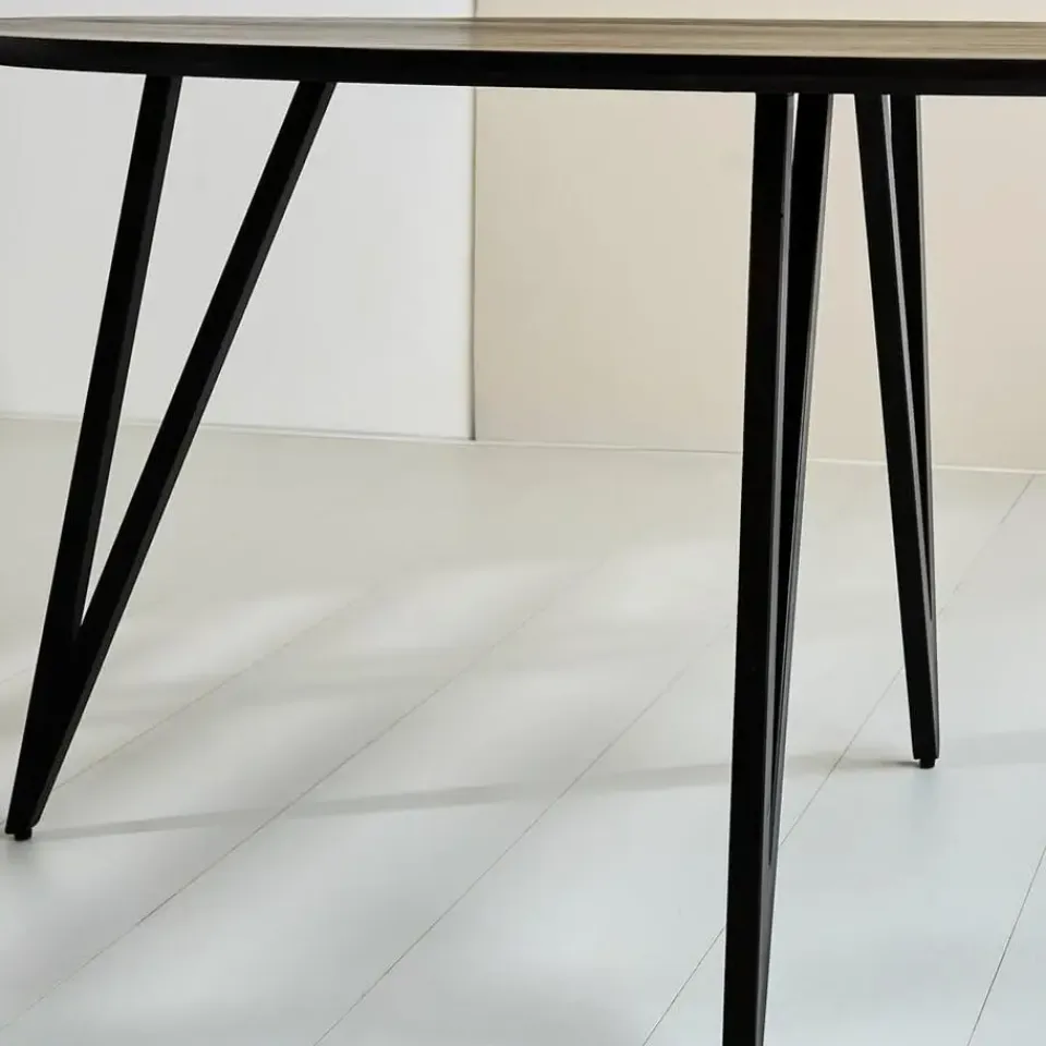 Dimehouse Zwart ovale eettafel Cesar 170x90 cm - Mangohout - Zwart New