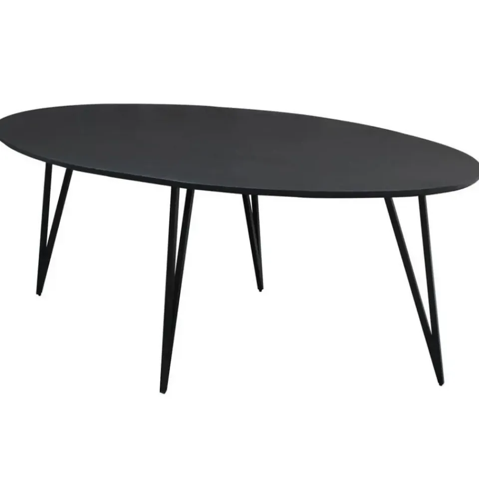 Dimehouse Zwart ovale eettafel Cesar 170x90 cm - Mangohout - Zwart New