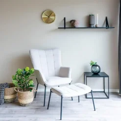 House Nordic Zwarte wandplank met leren riemen - 120x20 cm Sale