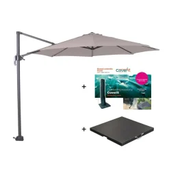 Garden Impressions Zweefparasol Hawaii S - met voet en hoes - Zand - 300 cm Clearance