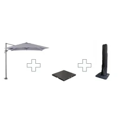 Garden Impressions Zweefparasol Hawaii S - met voet en hoes - Lichtgrijs - 250 x 250 cm Sale