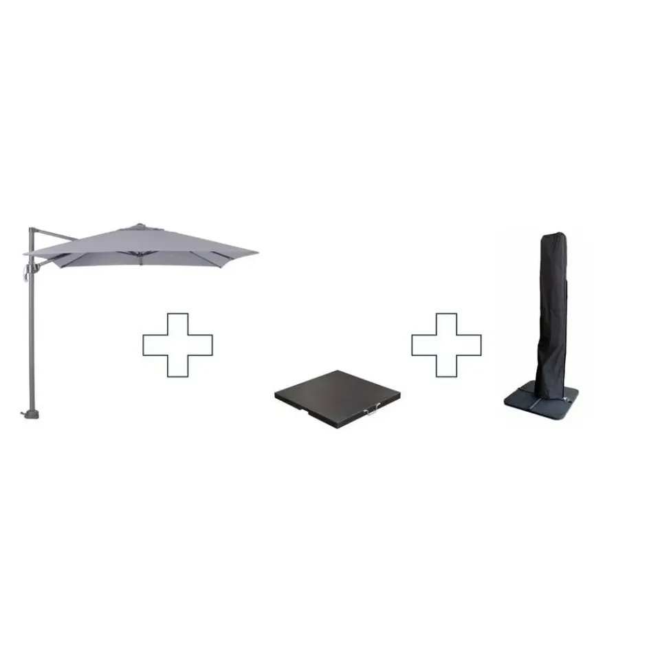 Garden Impressions Zweefparasol Hawaii S - met voet en hoes - Lichtgrijs - 250 x 250 cm Sale