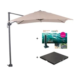 Garden Impressions Zweefparasol Hawaii S - met voet en hoes - Ecru - 250 x 250 cm Hot